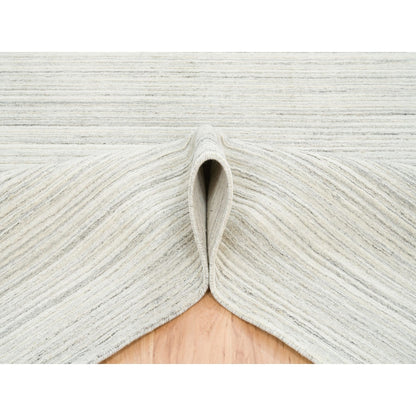 6'1"X9' Ivory Modern Design Hand Loomed Undyed Natural Wool Rug