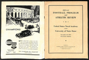 1934 Navy Vs Notre Dame Vintage College Football