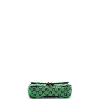 Gucci Gg Marmont Flap Bag Diagonal Quilted Gg Canvas With Leather Small