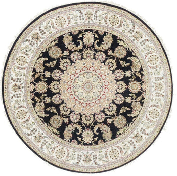 Handmade Indo-Nain Dark Navy Floral Medallion
