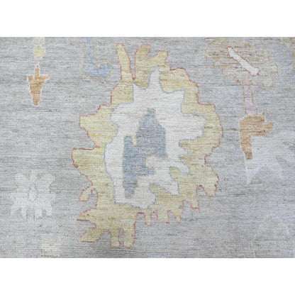 11'X18' Gray Angora Oushak Colors Wool Hand Knotted Oversized Rug