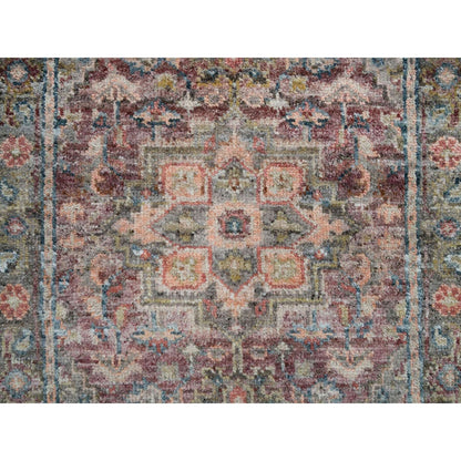2'7"X7'10" Tuscan Red Wool Heris Revival Pile Hand Knotted Runner Rug