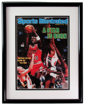 Michael Jordan Hof Autographed Sports Illustrated Uda Bulls Framed Upper Deck