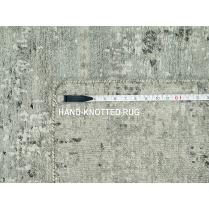 2'6"X20'2" Diff Gray Modern Undyed Wool Hand Knotted Xl Runner Rug