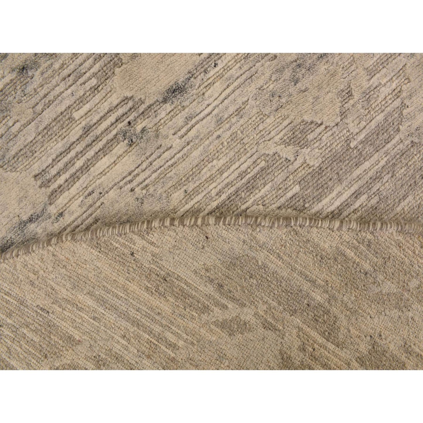 8'1"X8'1" Gray Undyed Natural Wool Modern Hand Knotted Round Rug