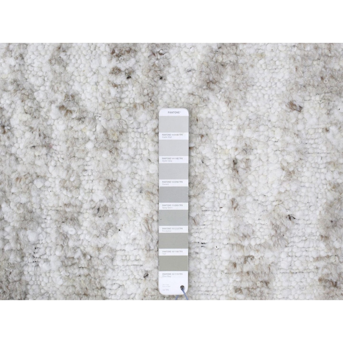 9'1"X12'1" Ivory Minimalist Swedish Design Hand Knotted Natural Wool Rug