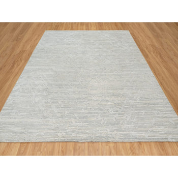 10'X10' Gray Modern Design Undyed Natural Wool Hand Knotted Square Rug
