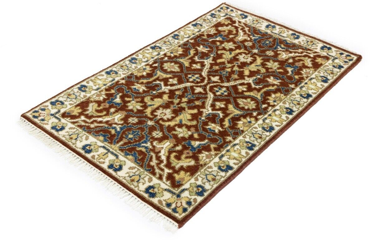 Handmade Rust Floral Chobi Rug Small Entryway