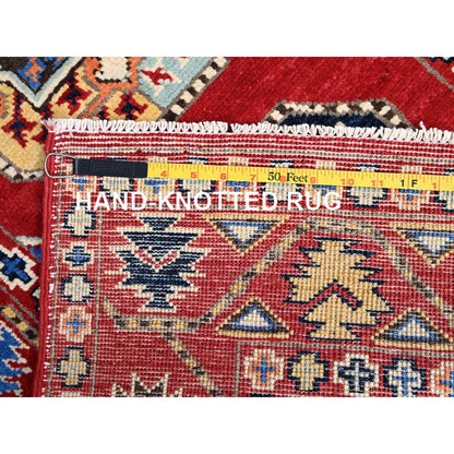 2'7"X8' Red Hand Knotted Afghan Ersari Special Kazak Wool Wide Runner Rug