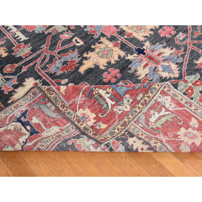 8'10"X11'10" Gray Afghan With Heris Rug All Over Design Hand Knotted Wool