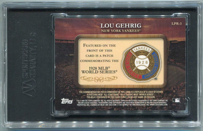 Lou Gehrig 2009 Topps Legends Commemorative Patch Card #Lpr-3 Sgc Graded 8.5