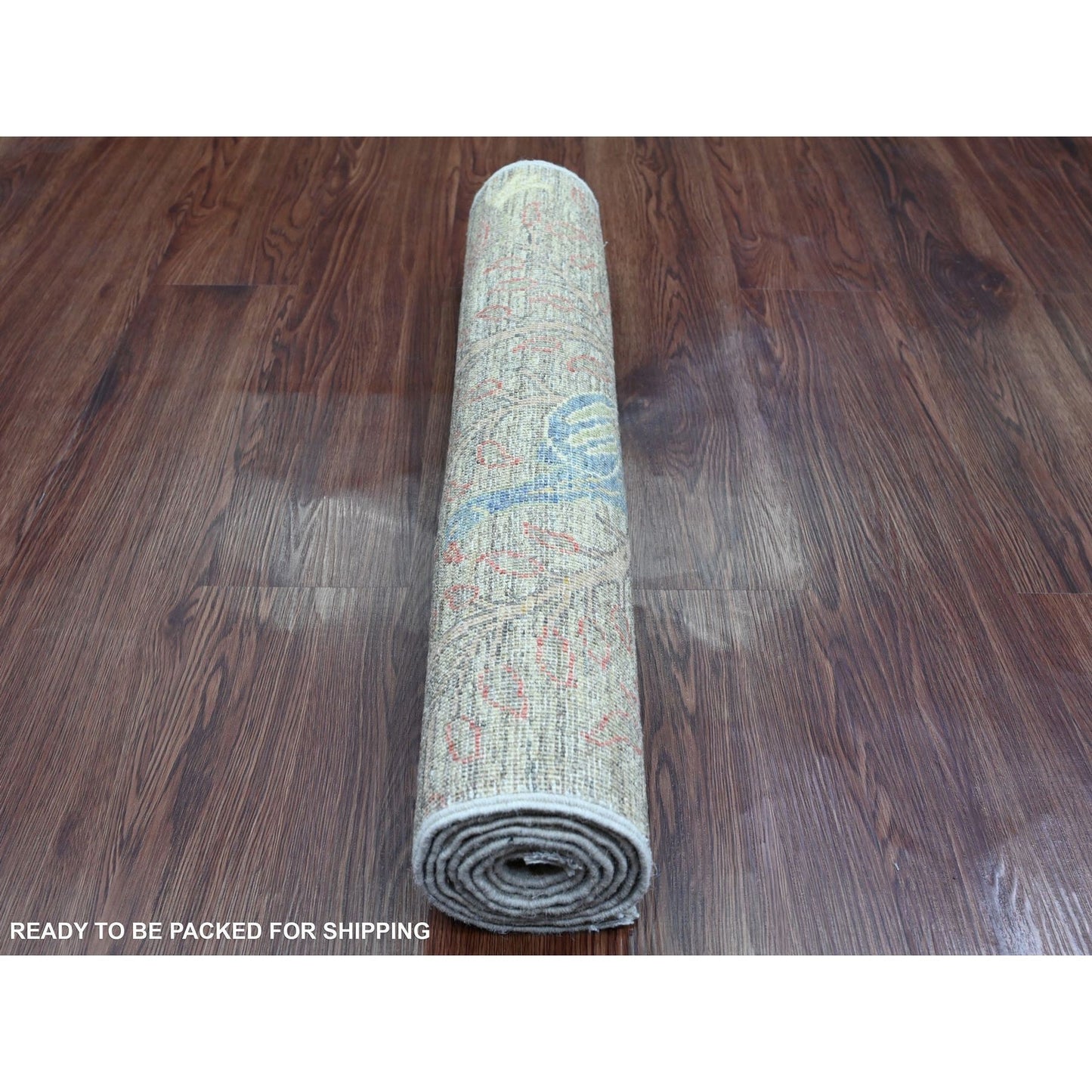 2'6"X6'2" Gray Afghan Peshawar Birds Design Wool Hand Knotted Runner Rug