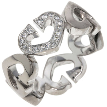 CARTIER   Ring C Heart Diamond # 48 K18 White Gold