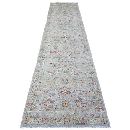 3'1"X13'9" Gray Fine Aryana Bidjar Garus Hand Knotted Oriental Rug
