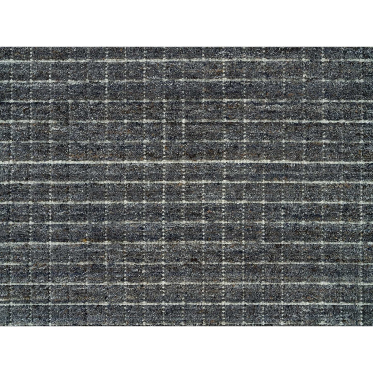 12'X14'9" Gray Loomed Knotted Modern Box Design Pure Wool Oversized Rug