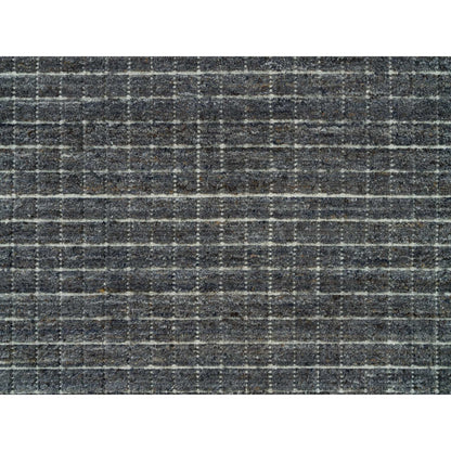 12'X14'9" Gray Loomed Knotted Modern Box Design Pure Wool Oversized Rug