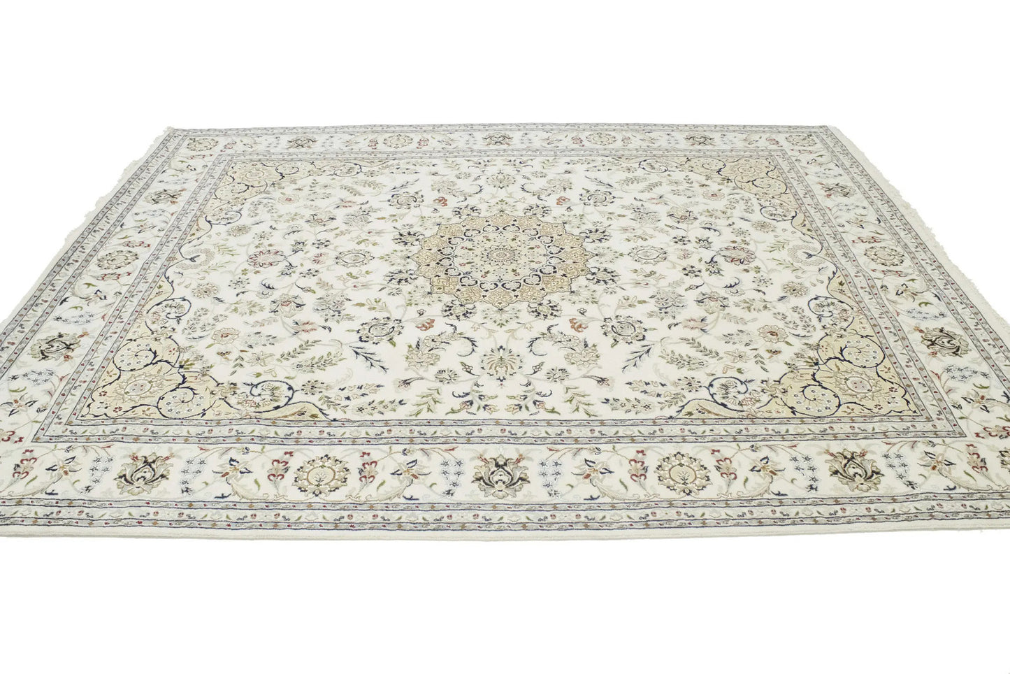 Floral Medallion Classic Indo-Nain Handmade Oriental Rug 8X10 ft