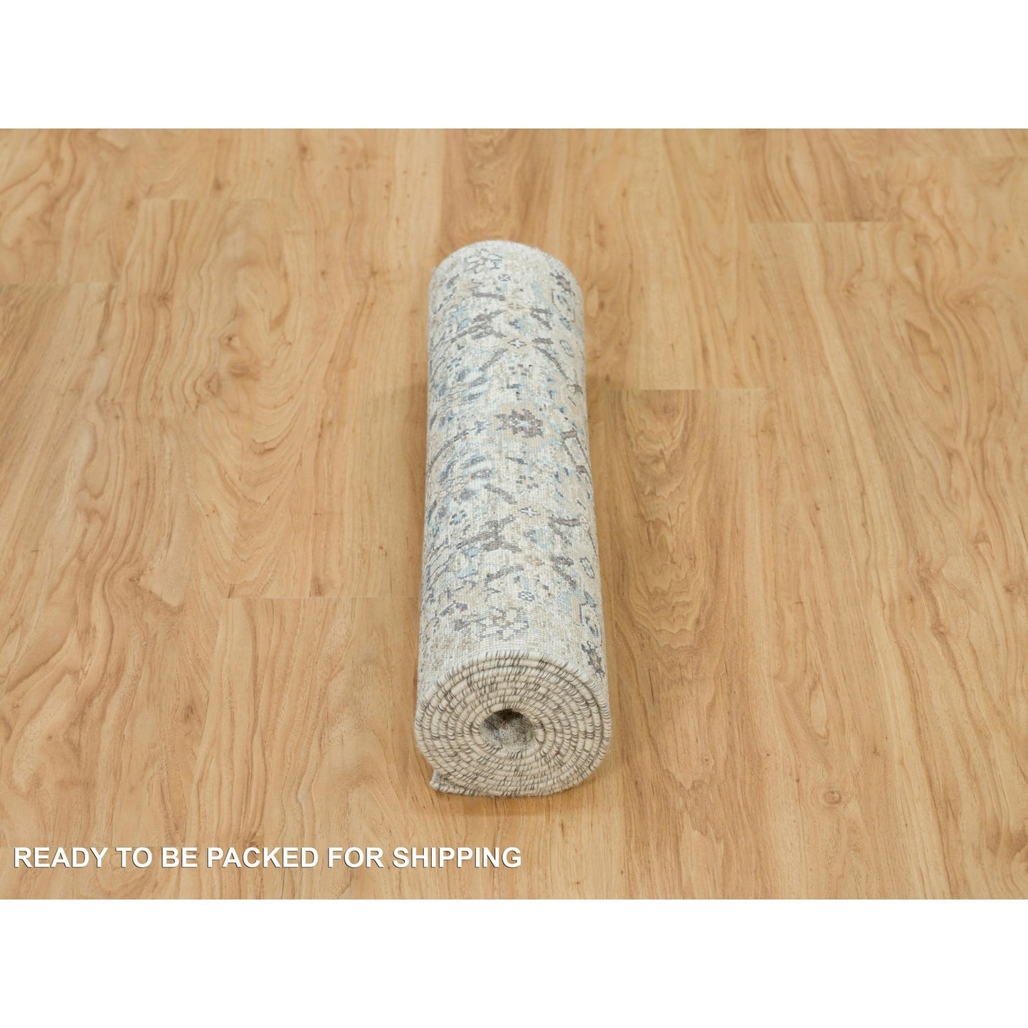 2'6"X9'10" Ivory Silk And Wool Hand Knotted Tebraz Vase Design Runner Rug