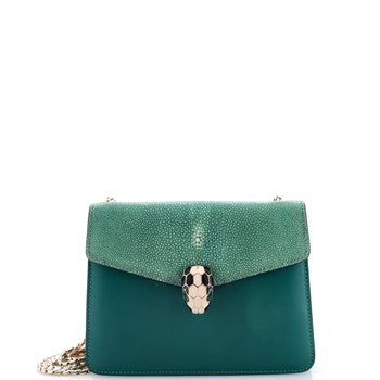 Bvlgari Serpenti Forever Square Shoulder Bag Leather And Stingray Small