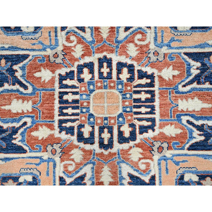 9'9"X13'10" Coral Red Peshawar Heris Hand Knotted High Mountain Wool Rug