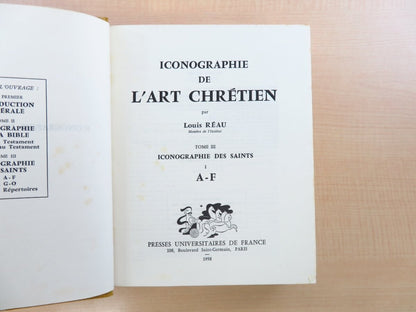 Louis Reau Iconographie De L'Art Chretien Des Saints 1St Ed 3 Vol Set 1958 Hc