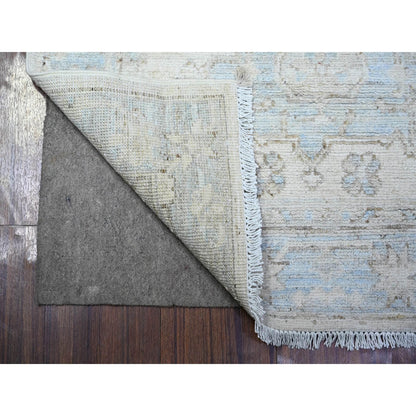 2'7"X9'5" White Hand Knotted Soft Wool White Wash Peshawar Runner Rug