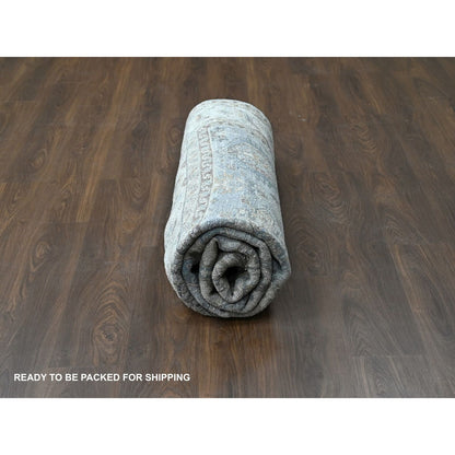 8'X8' Gray And Ivory Karjihooz Design Wool Square Oriental Rug