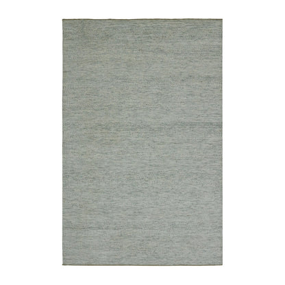 5'10"X9'1" Origami White Modern Grass Design Hand Knotted Oriental Rug