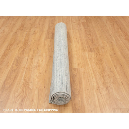 6'X9' Green Variegated Design Hand Loomed Pure Wool Modern Oriental Rug