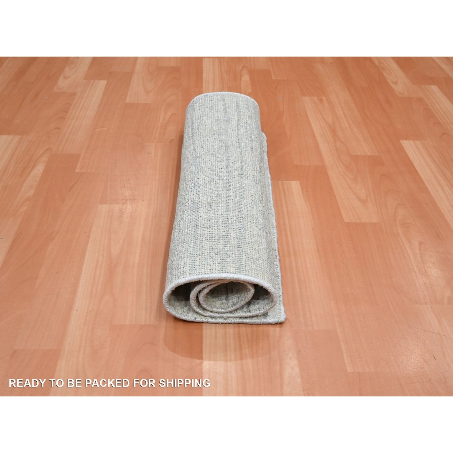 2'X3' Pearl White Modern Wavy Design Hand Knotted All Silk Sample Mat Rug