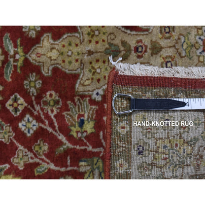 2'4"X11'5" Barn Red Kishoon Revival Wool Hand Knotted 300 Kpsi Runner Rug