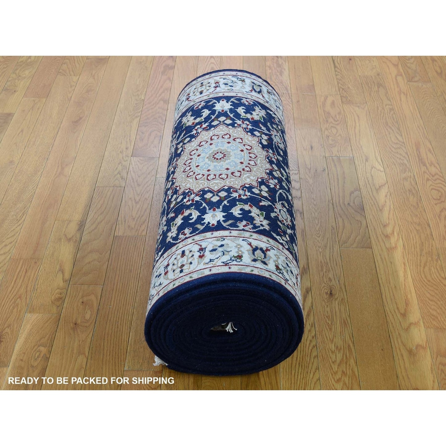 3'X18' Blue Pure Wool 250 Kpsi Nain Xl Runner Hand Knotted Oriental Rug