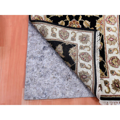 2'5"X10' Bristol Black Rajasthan Design Hand Knotted Wool Silk Runner Rug