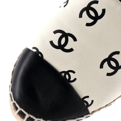 Chanel Women'S All Over Cc Cap Toe Espadrilles Printed Leather