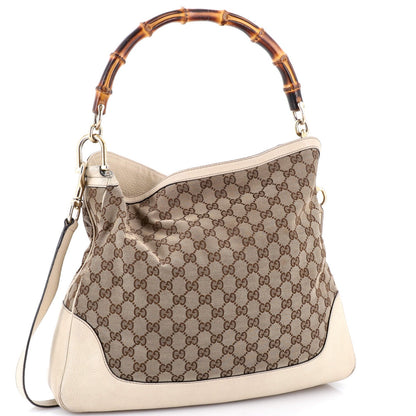 Gucci Diana Bamboo Shoulder Bag Gg Canvas Medium