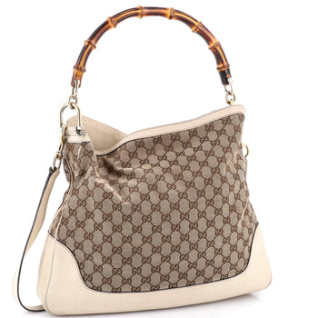 Gucci Diana Bamboo Shoulder Bag Gg Canvas Medium