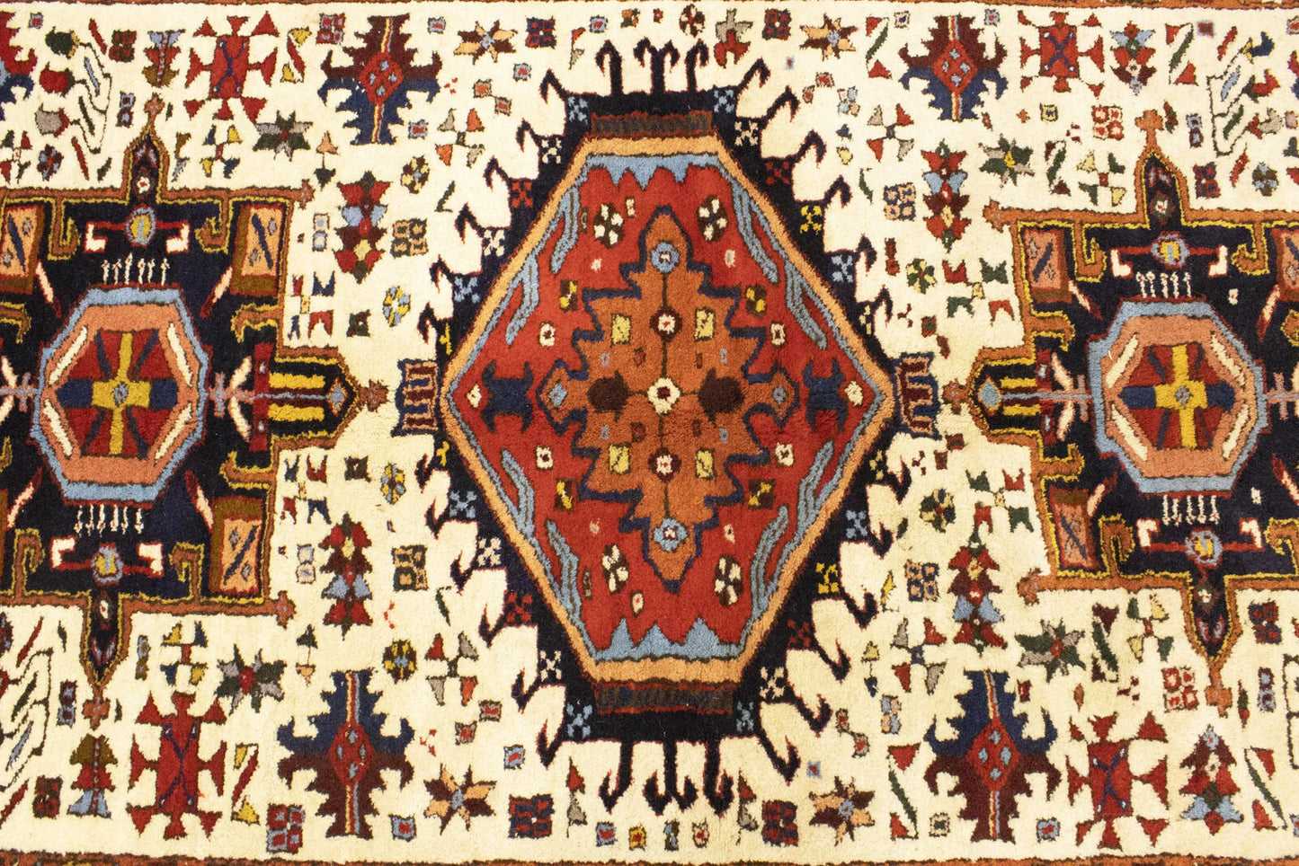 Rare Vintage Oriental Rug Geometric Design Boho
