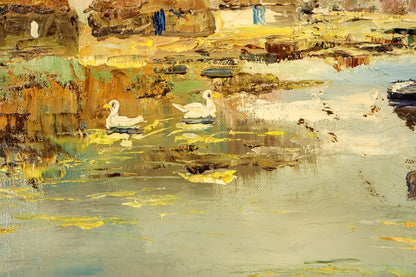 G. Den Hollander Original Oil Painting "Summer Evening" F8 Dutch Landscape Hague