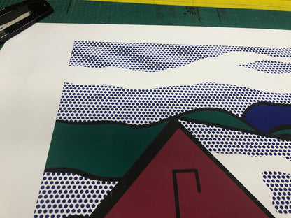 Roy Lichtenstein Red Barn Ii (Lg) " Serigraph Pop Art Green, Red