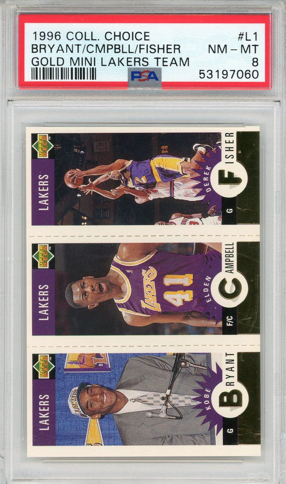 Kobe Bryant, Elden Campbell & Derek Fisher 1996 Upper Deck Collector'S Choice Go