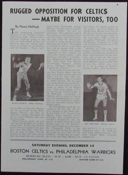 Vintage 1946 Boston Celtics Vs. Detroit Falcons