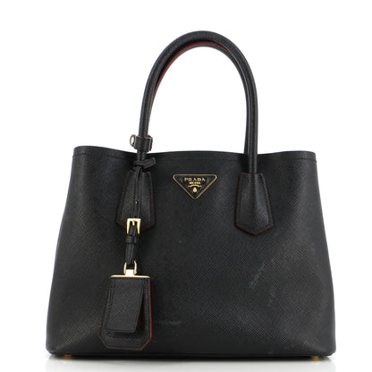 Prada Cuir Double Tote Saffiano Leather Small