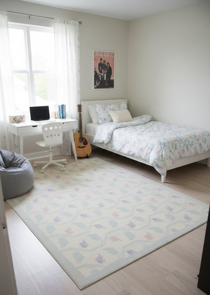 Floral design rug modern reversible oriental flat weave carpet dhurrie.
