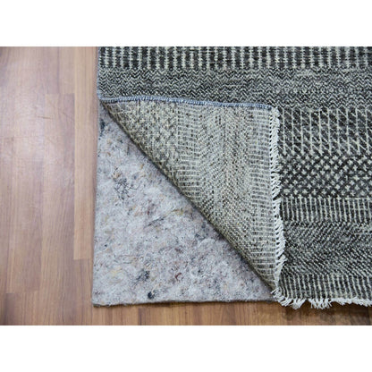2'7"X18'5" Gray Hand Knotted Modern Grass Undyed Wool Xl Runner Rug