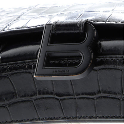 Balenciaga Hourglass Crossbody Bag Crocodile Embossed Leather Xs