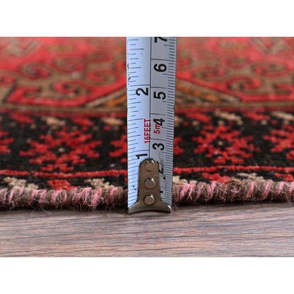 1'8"X7'5" Red Vintage Northwest Zoroastrian Hand Knotted Wool Runner Rug