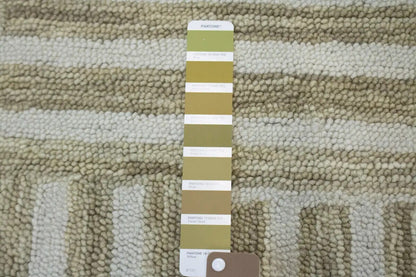Hand-Knotted Tan Geometric Wool Area Rug Modern