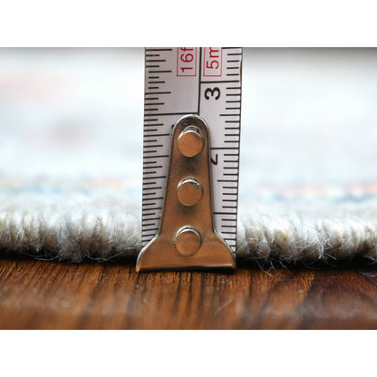 2'6"X16'1" Gray, Pure Wool Hand Knotted Afghan Angora Ushak Xl Runner Rug