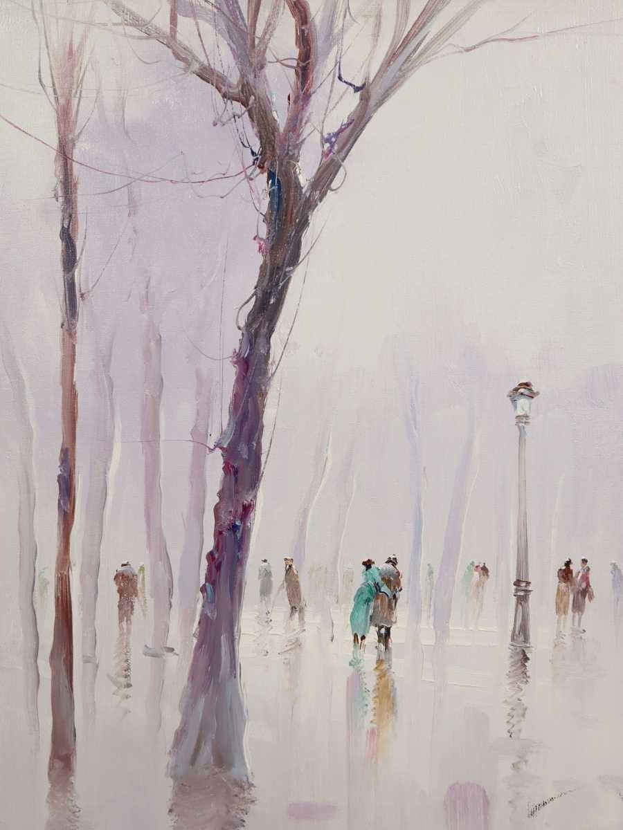 Alfred Kandela "Park After The Rain" Original Oil Painting On Canvas Signed F10