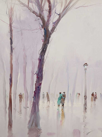 Alfred Kandela "Park After The Rain" Original Oil Painting On Canvas Signed F10